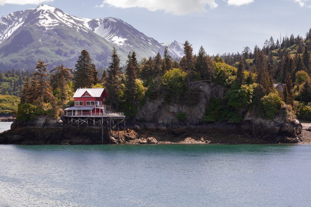 Homes on Island in Halibut Cove, Alaska - accent on travel